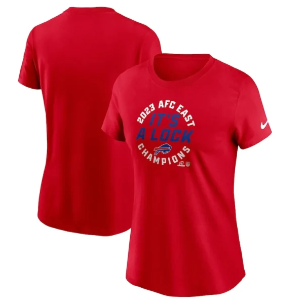 Buffalo bills nike womens 2023 afc east division champions locker room trophy collection t shirt Red