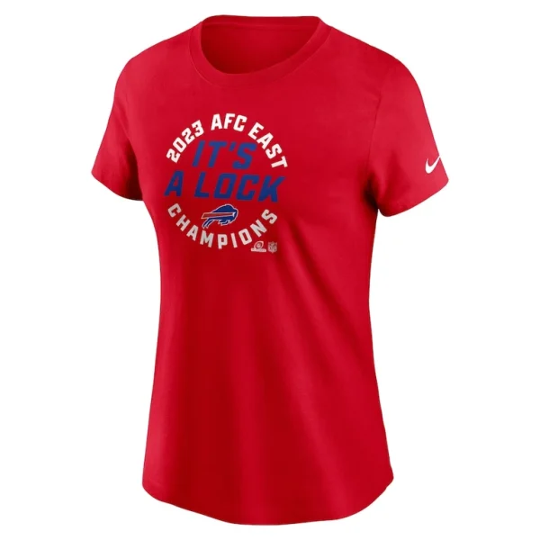 Buffalo bills nike womens 2023 afc east division champions locker room trophy collection t shirt Red M