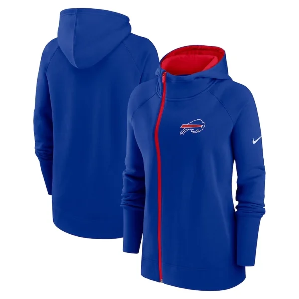 Buffalo bills nike womens asymmetrical raglan full zip hoodie Royal
