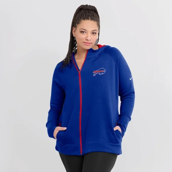 Buffalo bills nike womens asymmetrical raglan full zip hoodie Royal L