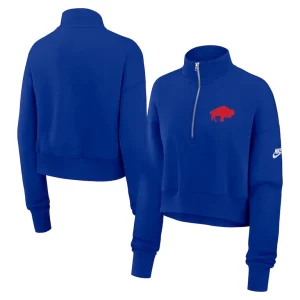 Buffalo bills nike womens rewind phoenix cropped half zip sweatshirt Royal