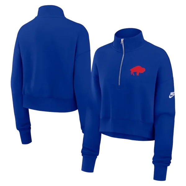 Buffalo bills nike womens rewind phoenix cropped half zip sweatshirt Royal