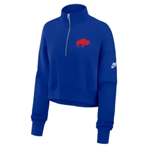 Buffalo bills nike womens rewind phoenix cropped half zip sweatshirt Royal S