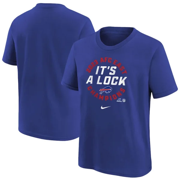 Buffalo bills nike youth 2023 afc east division champions locker room trophy collection t shirt Royal