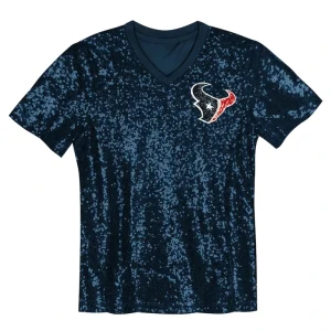 C.j. stroud houston texans girls youth sequin v neck fashion jersey Navy Yth M