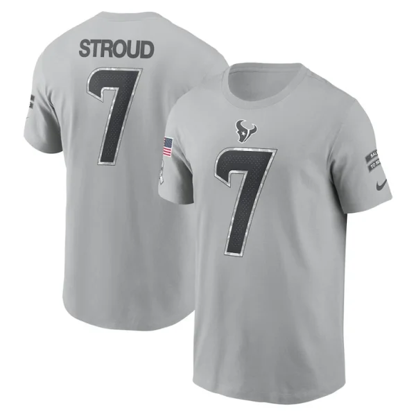 C.j. stroud houston texans nike 2024 salute to service name number t shirt Gray