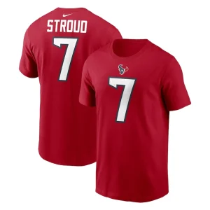 C.j. stroud houston texans nike player name number t shirt Red