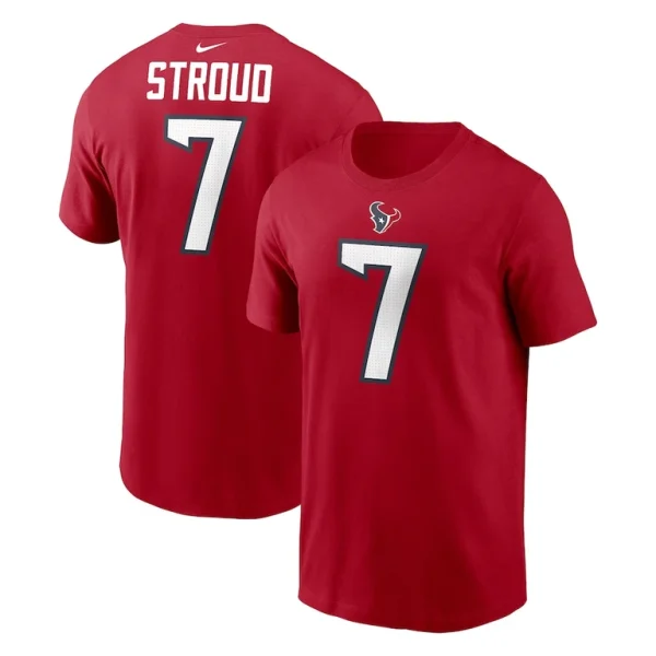 C.j. stroud houston texans nike player name number t shirt Red
