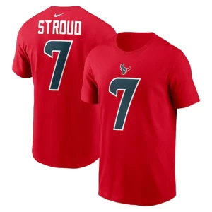 C.j. stroud houston texans nike player name number t shirt Red