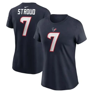 C.j. stroud houston texans nike womens player name number t shirt Navy