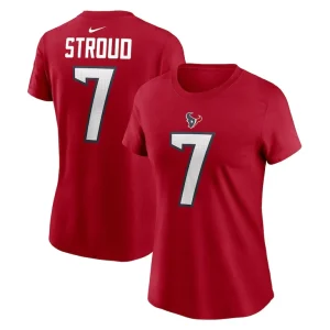 C.j. stroud houston texans nike womens player name number t shirt Red