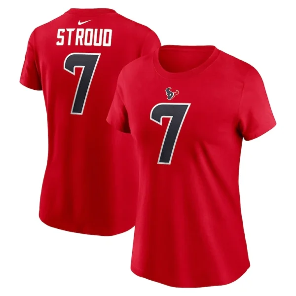 C.j. stroud houston texans nike womens player name number t shirt Red