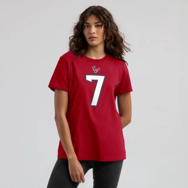 C.j. stroud houston texans nike womens player name number t shirt Red XL
