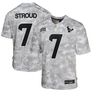 C.j. stroud houston texans nike youth 2024 salute to service game jersey Arctic camo