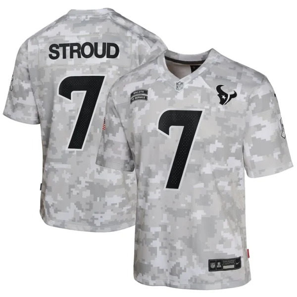 C.j. stroud houston texans nike youth 2024 salute to service game jersey Arctic camo