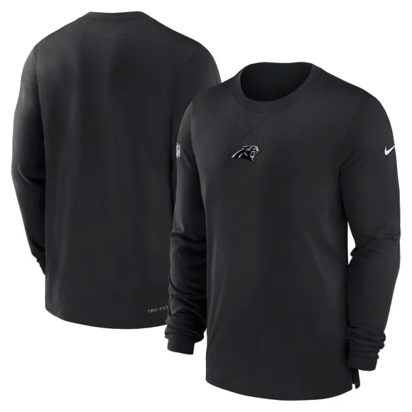 Carolina panthers nike 2023 sideline performance long sleeve t shirt Black