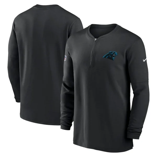 Carolina panthers nike 2023 sideline performance long sleeve tri blend quarter zip top Black