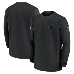 Carolina panthers nike 2023 sideline throwback heavy brushed waffle long sleeve top Black