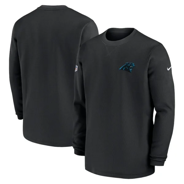 Carolina panthers nike 2023 sideline throwback heavy brushed waffle long sleeve top Black
