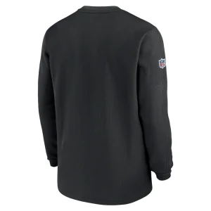 Carolina panthers nike 2023 sideline throwback heavy brushed waffle long sleeve top Black L