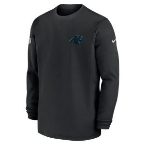 Carolina panthers nike 2023 sideline throwback heavy brushed waffle long sleeve top Black M