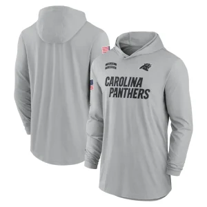 Carolina panthers nike 2024 salute to service lightweight performance long sleeve hooded t shirt Gray