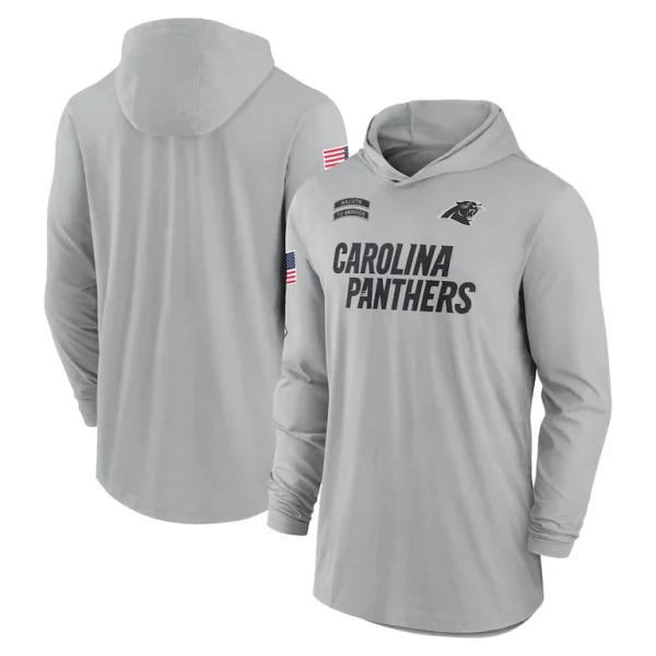 Carolina panthers nike 2024 salute to service lightweight performance long sleeve hooded t shirt Gray