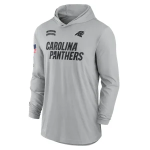 Carolina panthers nike 2024 salute to service lightweight performance long sleeve hooded t shirt Gray M