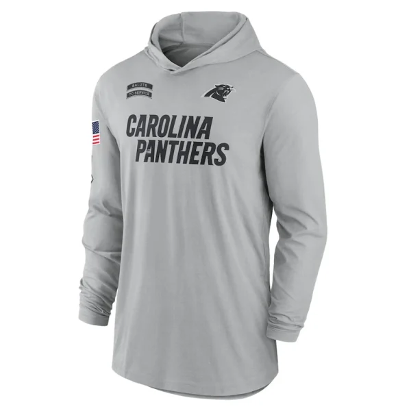 Carolina panthers nike 2024 salute to service lightweight performance long sleeve hooded t shirt Gray M
