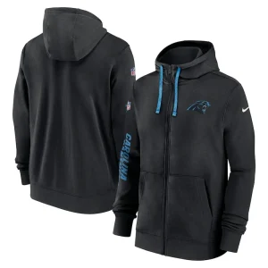 Carolina panthers nike 2024 sideline club full zip hoodie Black