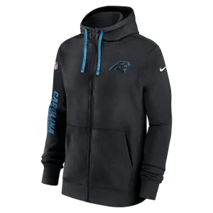 Carolina panthers nike 2024 sideline club full zip hoodie Black M