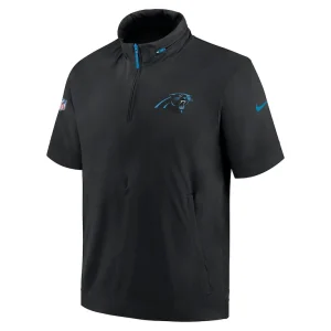 Carolina panthers nike 2024 sideline coach short sleeve half zip hoodie jacket Black M