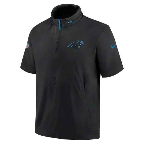 Carolina panthers nike 2024 sideline coach short sleeve half zip hoodie jacket Black M