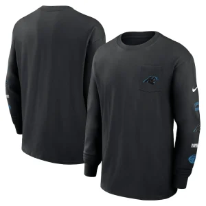 Carolina panthers nike rewind heavy max 90 pocket long sleeve t shirt Black