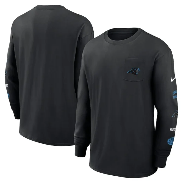 Carolina panthers nike rewind heavy max 90 pocket long sleeve t shirt Black