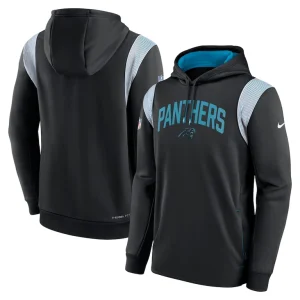 Carolina panthers nike sideline athletic stack performance pullover hoodie Black
