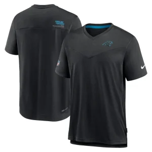 Carolina panthers nike sideline coach chevron lock up logo v neck performance t shirt Black