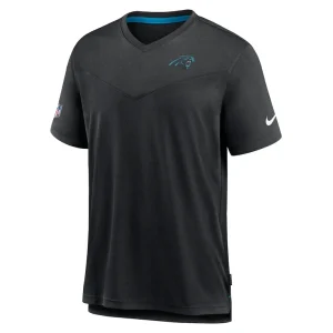 Carolina panthers nike sideline coach chevron lock up logo v neck performance t shirt Black S