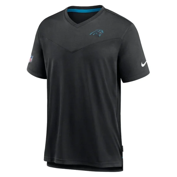 Carolina panthers nike sideline coach chevron lock up logo v neck performance t shirt Black S