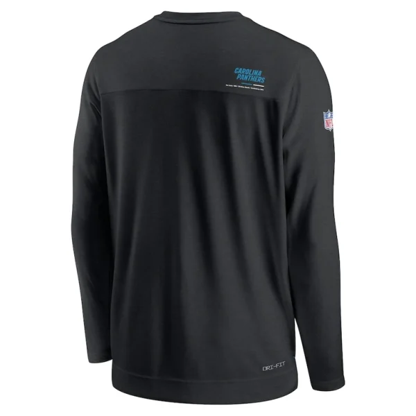 Carolina panthers nike sideline coach chevron lock up long sleeve v neck performance t shirt Black L