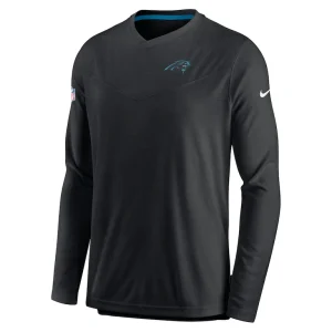 Carolina panthers nike sideline coach chevron lock up long sleeve v neck performance t shirt Black M