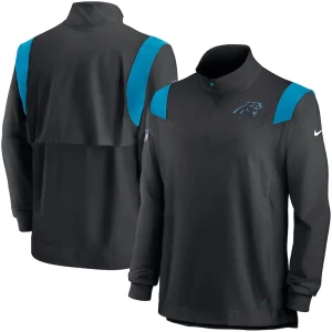Carolina panthers nike sideline coach chevron lockup quarter zip long sleeve top Black