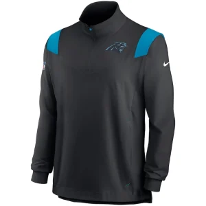Carolina panthers nike sideline coach chevron lockup quarter zip long sleeve top Black M