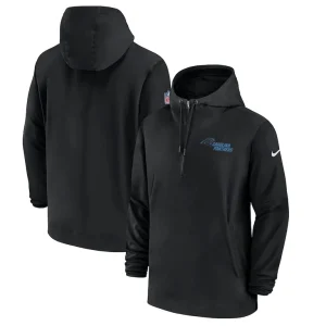 Carolina panthers nike sideline half zip hoodie Black