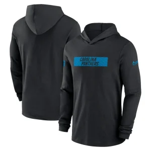 Carolina panthers nike sideline hoodie performance long sleeve t shirt Black