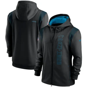 Carolina panthers nike sideline team performance full zip hoodie Black