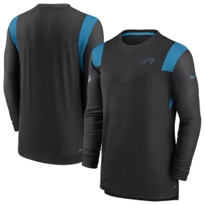 Carolina panthers nike sideline tonal logo performance player long sleeve t shirt Black