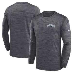 Carolina panthers nike sideline velocity athletic stack performance long sleeve t shirt Charcoal