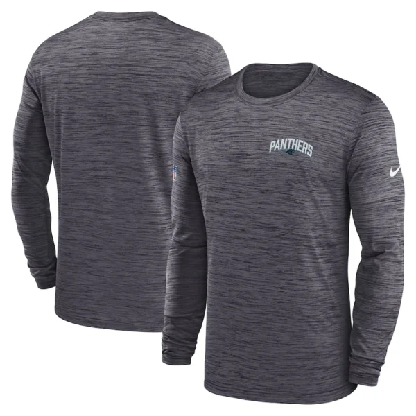 Carolina panthers nike sideline velocity athletic stack performance long sleeve t shirt Charcoal