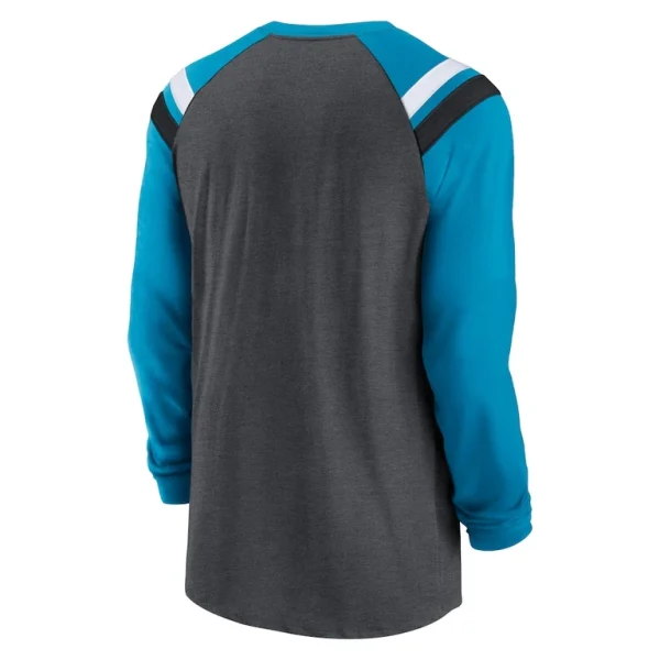 Carolina panthers nike tri blend raglan athletic long sleeve fashion t shirt Heathered charcoalblue L